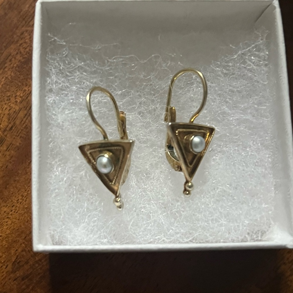Vermeil sterling silver earrings with real pearls